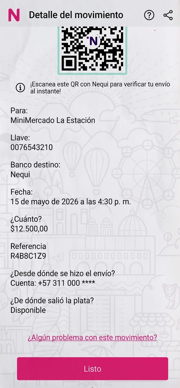Comprobante de transferencia Bre-B